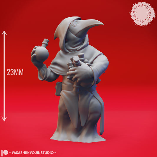 Plague Doctor - Smol - 3D Printed Mini for Tabletop Gaming, Dungeons and Dragons, Pathfinder, Kings of War and other RPG's