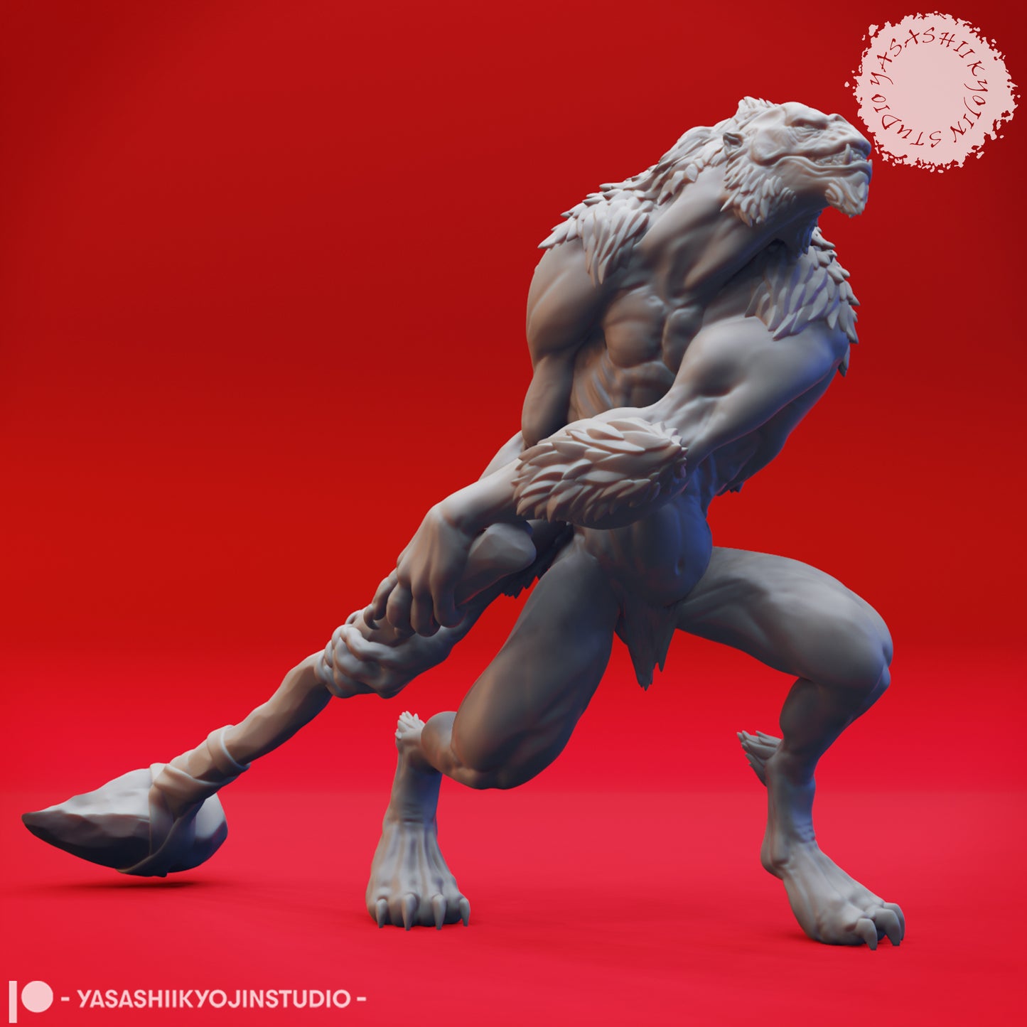 Quaggoth - Stone Club - 3D Printed Mini for Tabletop Gaming, Dungeons and Dragons, Pathfinder, Kings of War and other RPG's