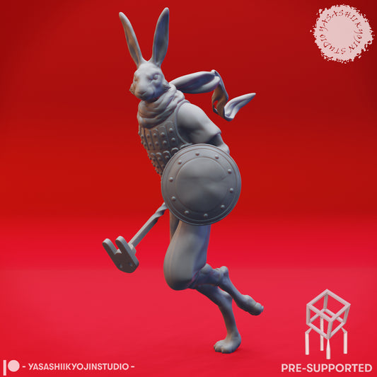 Rabbitfolk - Fighter - Tabletop Miniature (Pre-Supported STL)