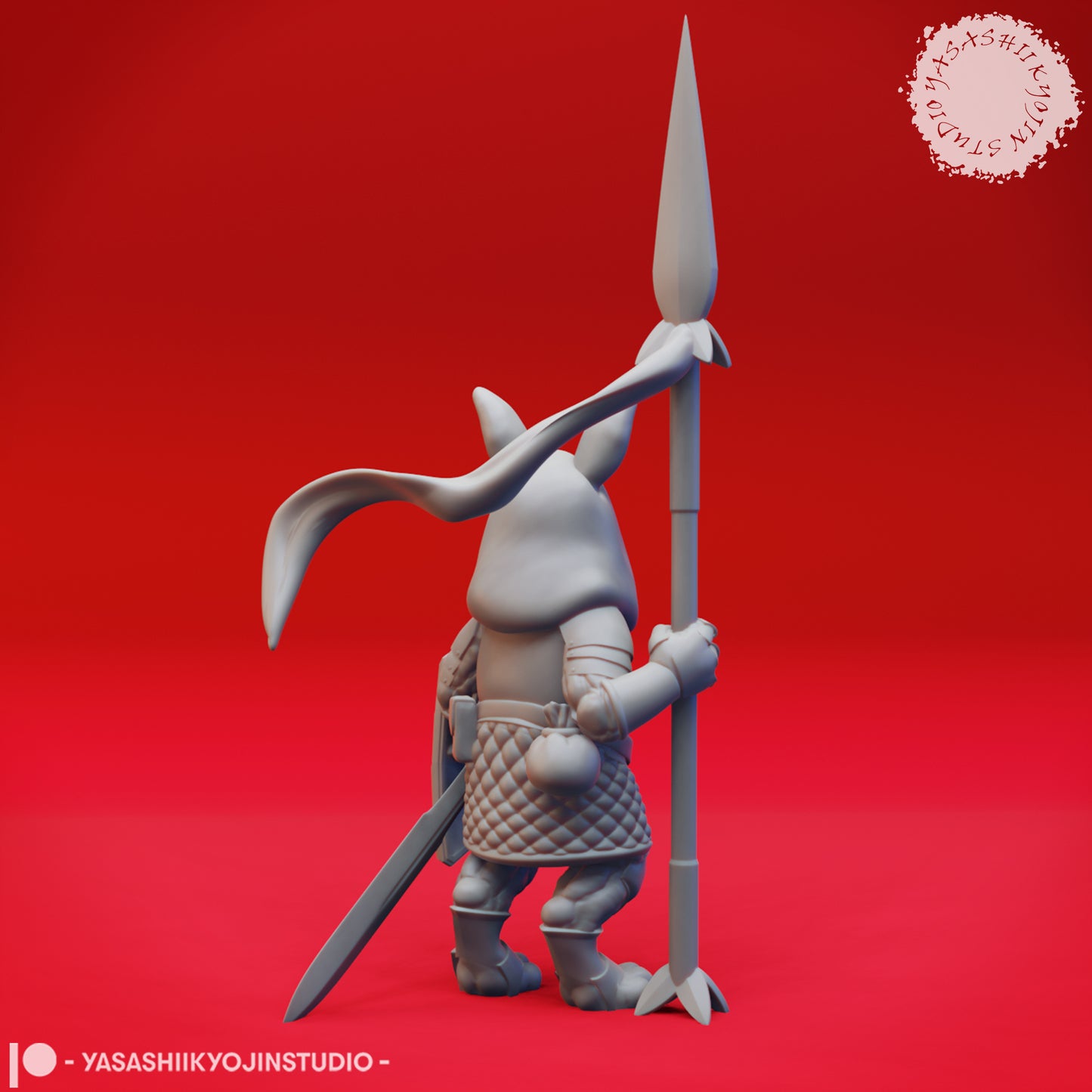 Rabbitfolk - Paladin - 3D Printed Mini for Tabletop Gaming, Dungeons and Dragons, Pathfinder, Kings of War and other RPG's