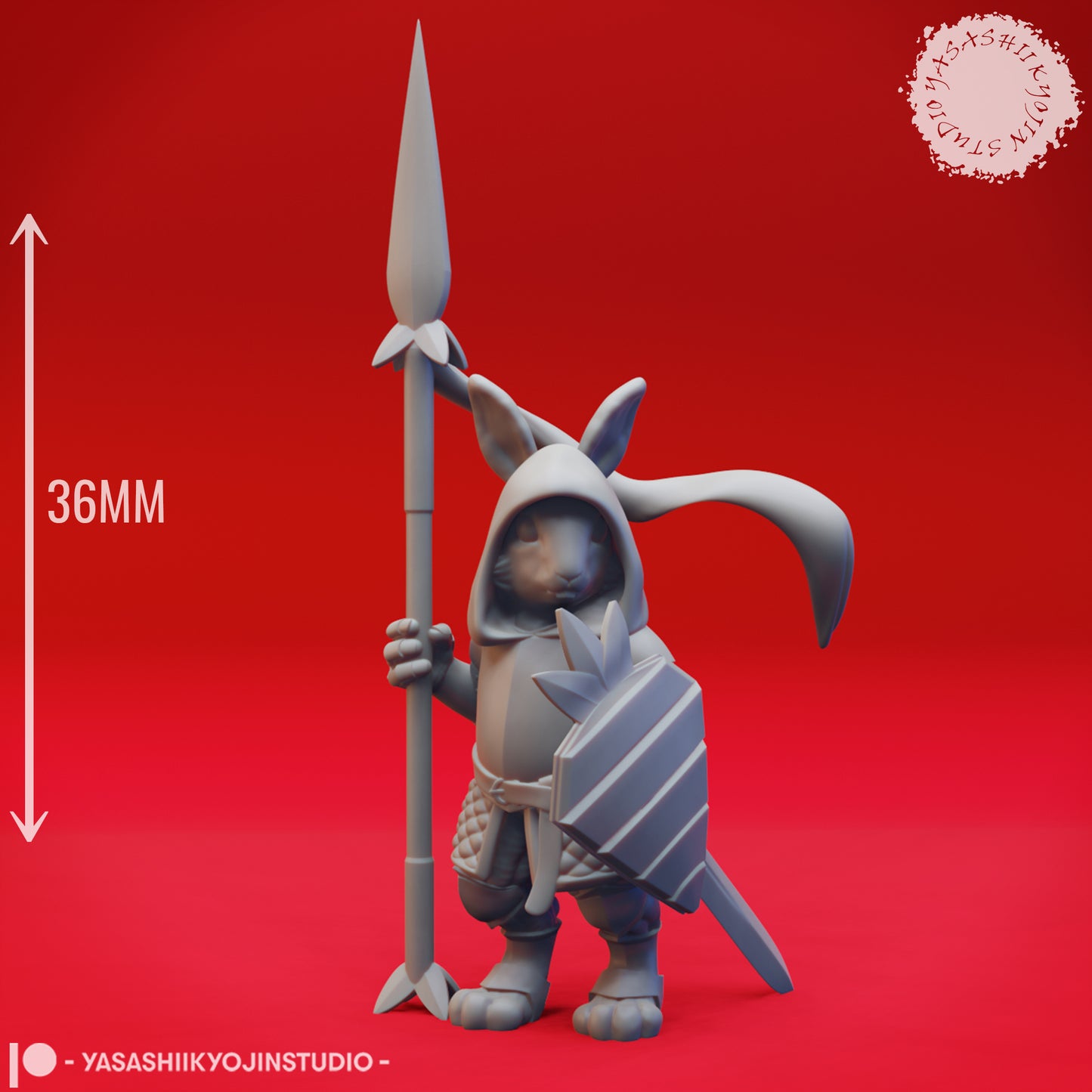 Rabbitfolk - Paladin - Tabletop Miniature (Pre-Supported STL)