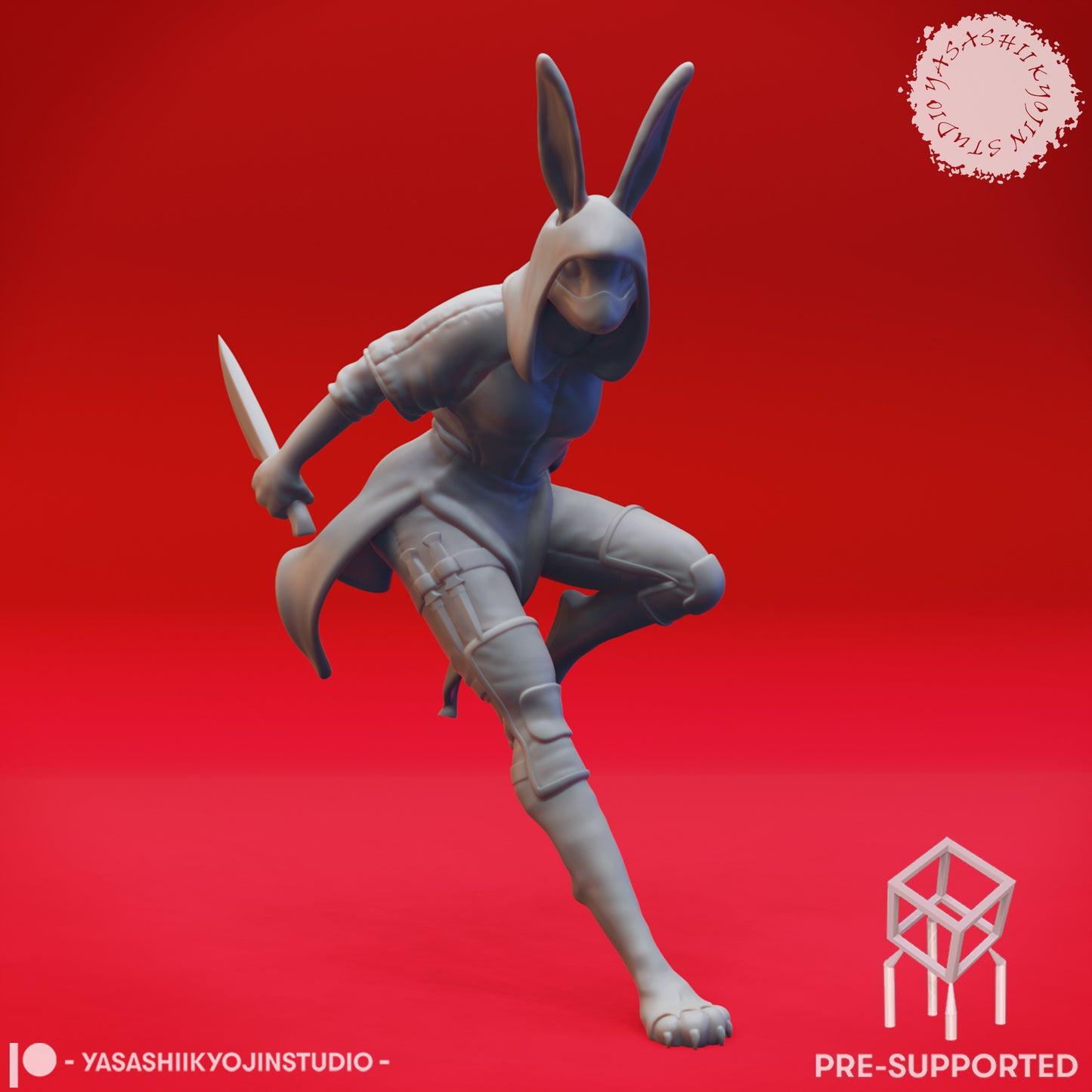 Rabbitfolk - Rogue - Tabletop Miniature (Pre-Supported STL)