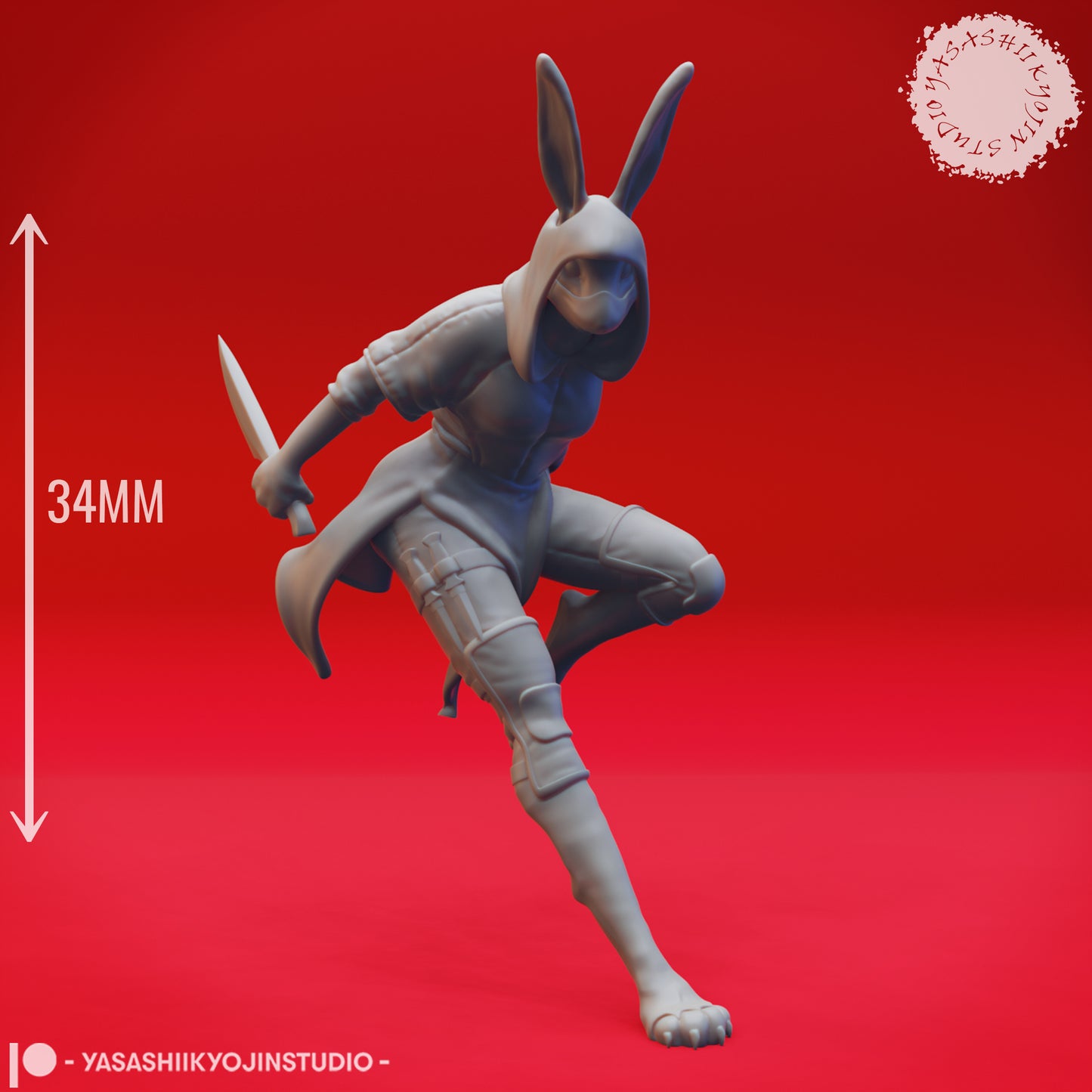 Rabbitfolk - Rogue - Tabletop Miniature (Pre-Supported STL)