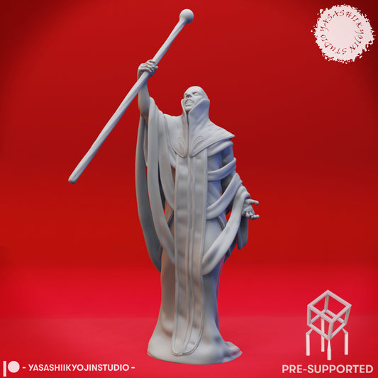 Red Wizard - Glass Staff - Tabletop Miniatures (Pre-Supported STL)
