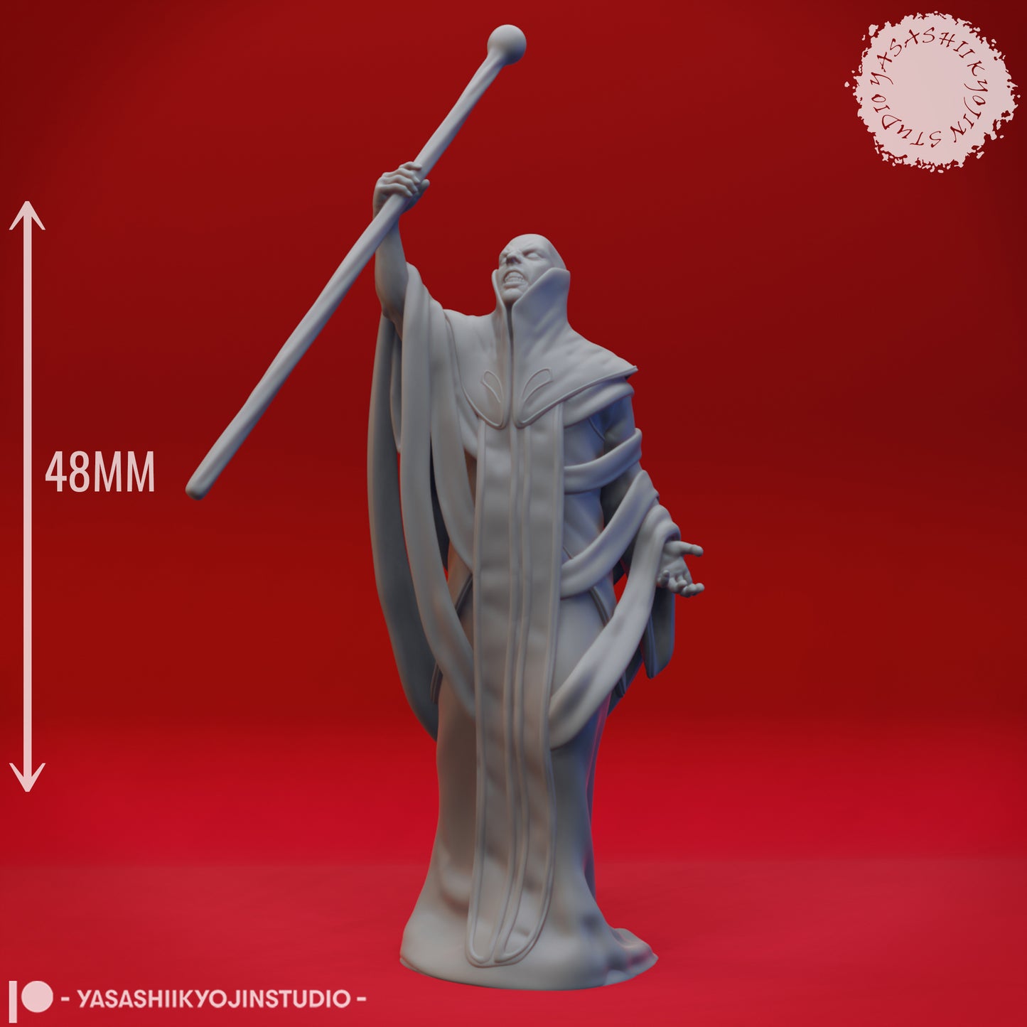 Red Wizard - Glass Staff - Tabletop Miniatures (Pre-Supported STL)