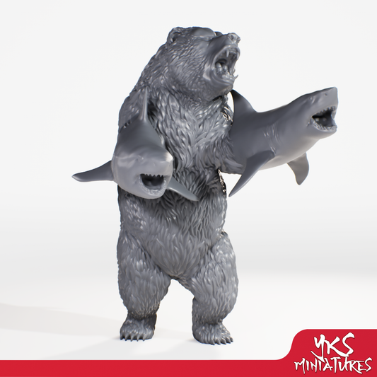 Sharkenbear - 3D Printed Mini for Tabletop Gaming, Dungeons and Dragons, Pathfinder, Kings of War and other RPG's