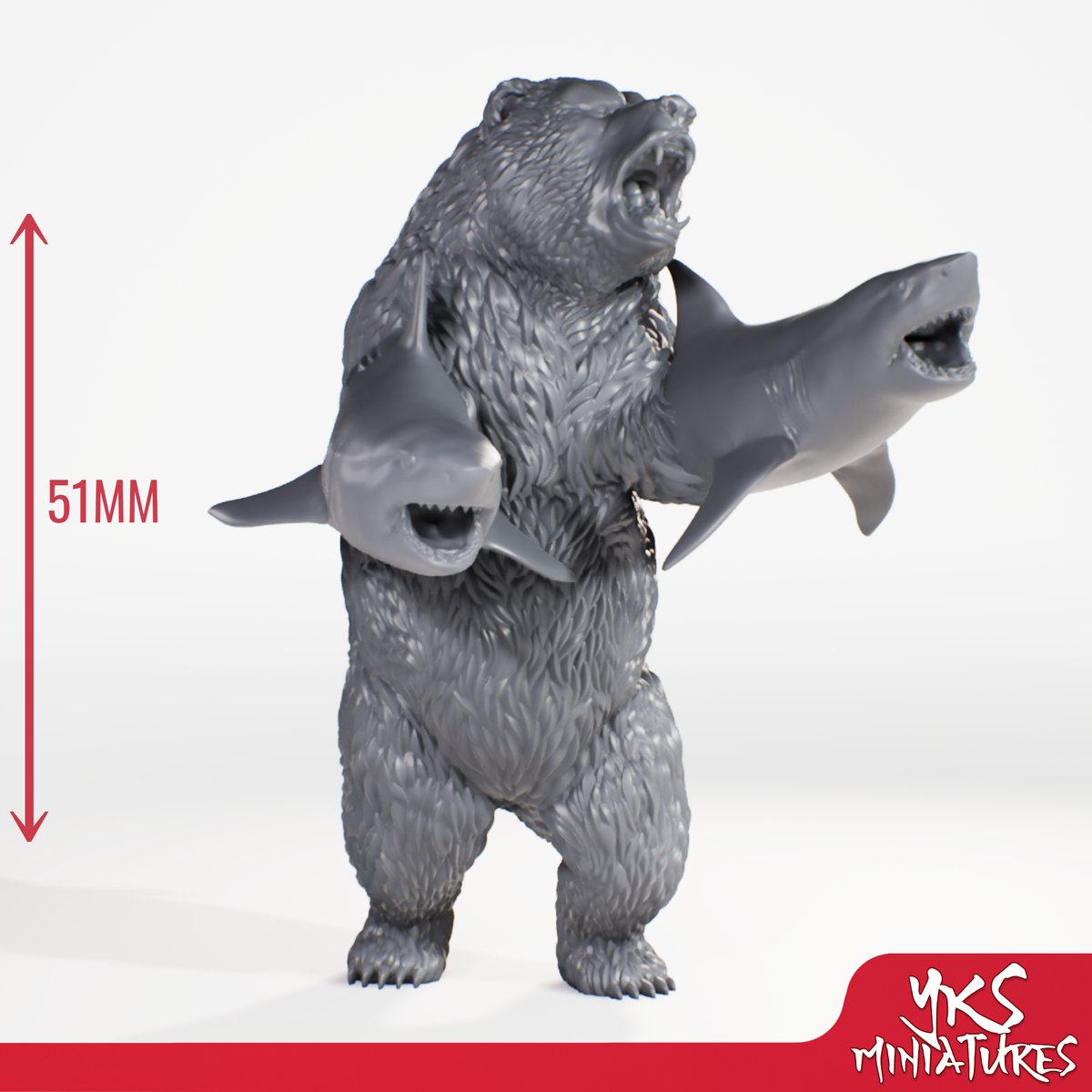 Sharkenbear - 3D Printed Mini for Tabletop Gaming, Dungeons and Dragons, Pathfinder, Kings of War and other RPG's