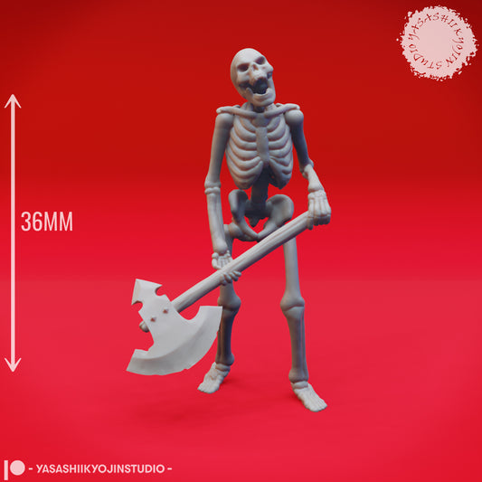 Skeleton Axe - A - 3D Printed Minis for Tabletop Gaming, Dungeons and Dragons, Pathfinder, Kings of War and other RPG's