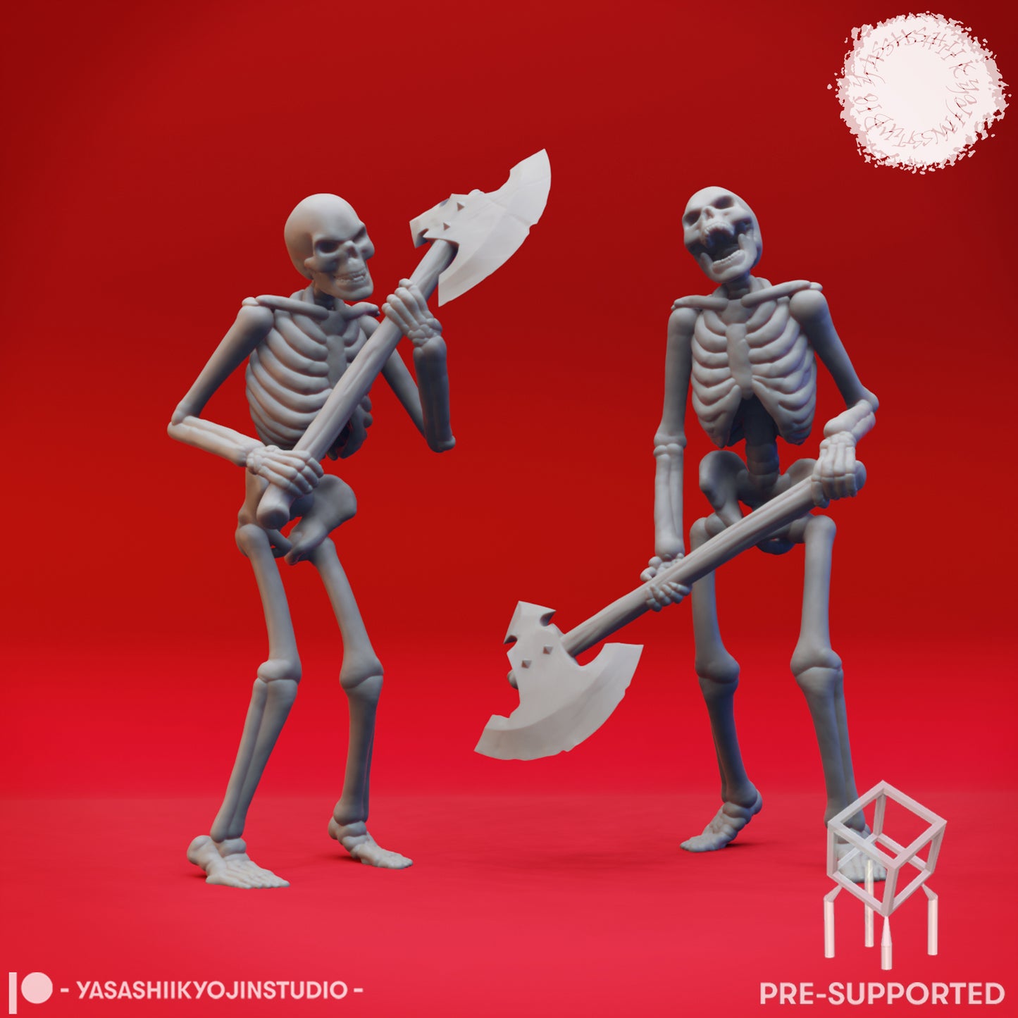 Undead Skeleton Axemen - Tabletop Miniatures (Pre-Supported STL)