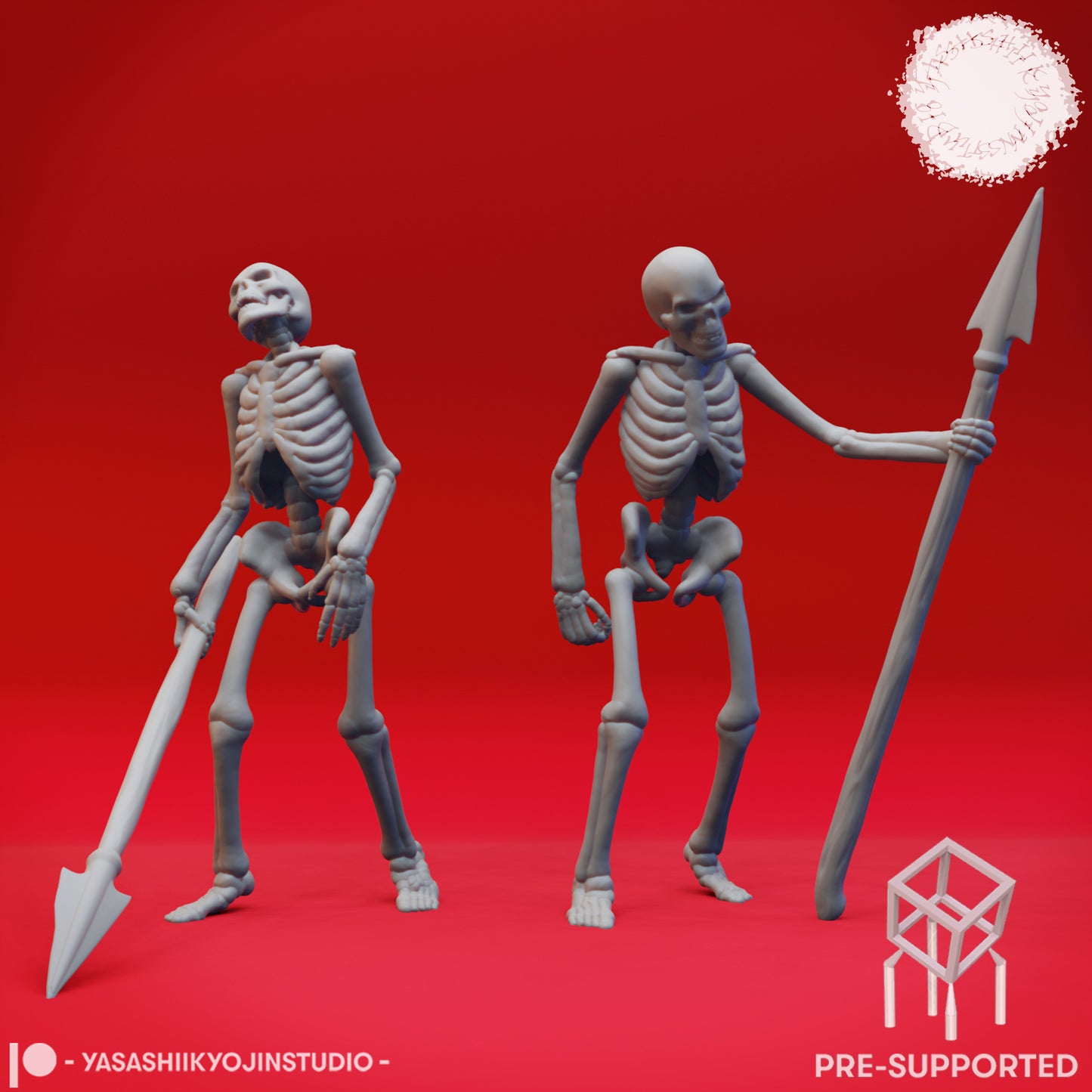 Undead Skeleton Spearmen - Tabletop Miniatures (Pre-Supported STL)