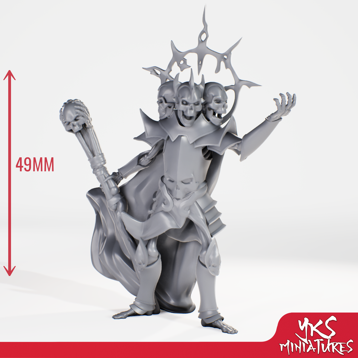 Skull Lord - 3D Printed Mini for Tabletop Gaming, Dungeons and Dragons, Pathfinder, Kings of War and other RPG's