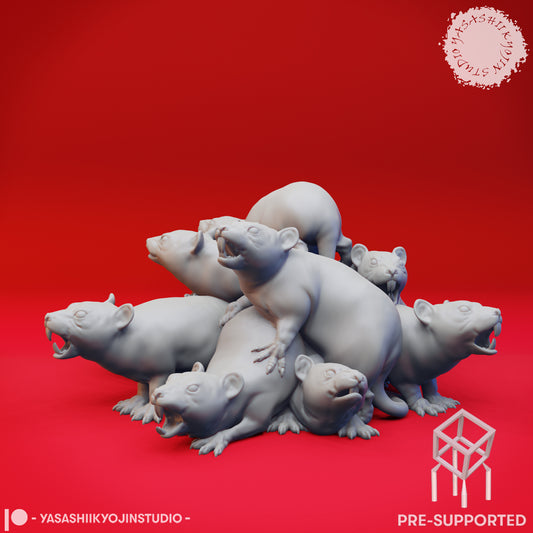 Swarm of Rats - Tabletop Miniature (Pre-Supported STL)