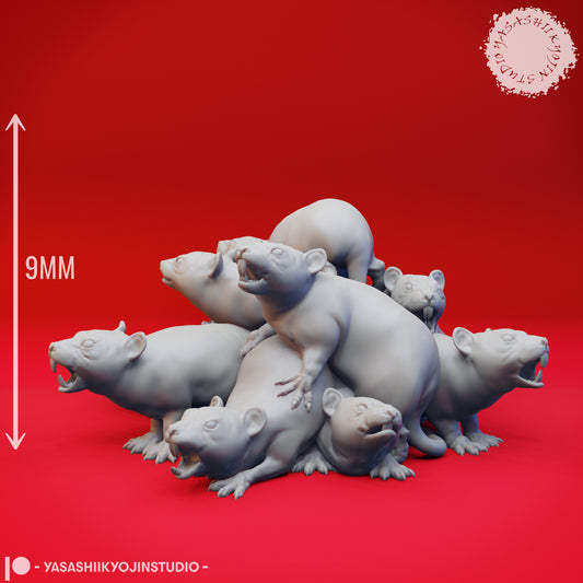 Swarm of Rats - 3D Printed Mini for Tabletop Gaming, Dungeons and Dragons, Pathfinder, Kings of War and other RPG's