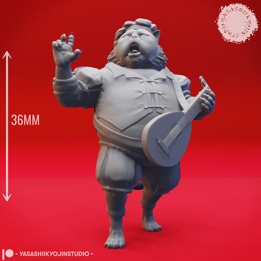 Tabaxi - Bard - 3D Printed Mini for Tabletop Gaming, Dungeons and Dragons, Pathfinder, Kings of War and other RPG's
