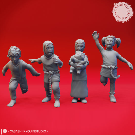 Townsfolk Children - Bundle - 3D Printed Mini for Tabletop Gaming, Dungeons and Dragons, Pathfinder, Kings of War and other RPG's