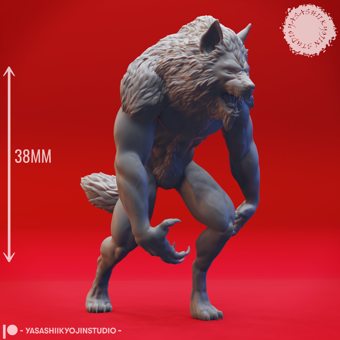 Werewolf - Upright - Tabletop Miniatures (Pre-Supported STL)