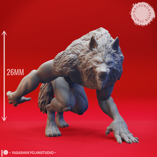 Werewolf - Stalking - 3D Printed Mini for Tabletop Gaming, Dungeons and Dragons, Pathfinder, Kings of War and other RPG's