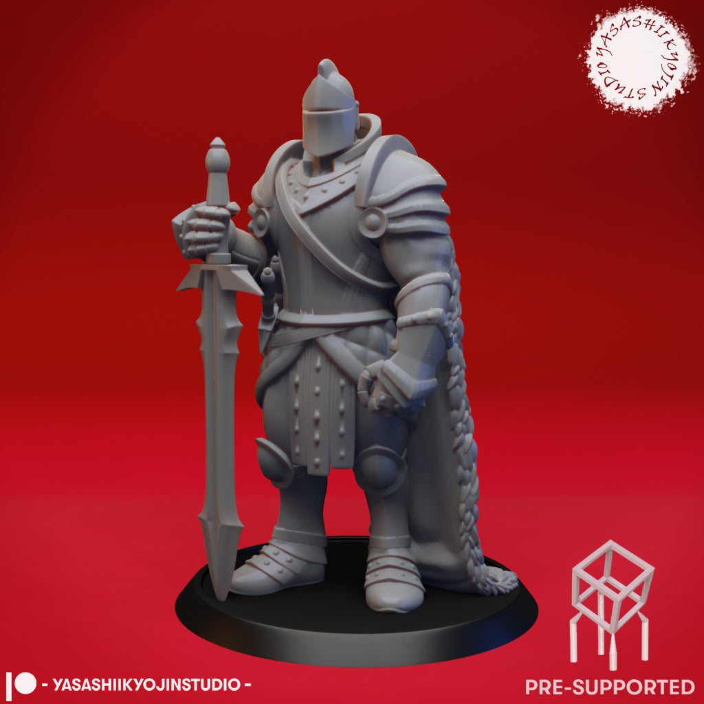 Armored Fighter - Tabletop Miniature (Pre-Supported STL)