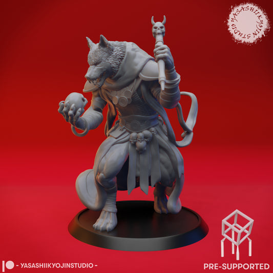 Coyote Necromancer - Tabletop Miniature (Pre-Supported STL)