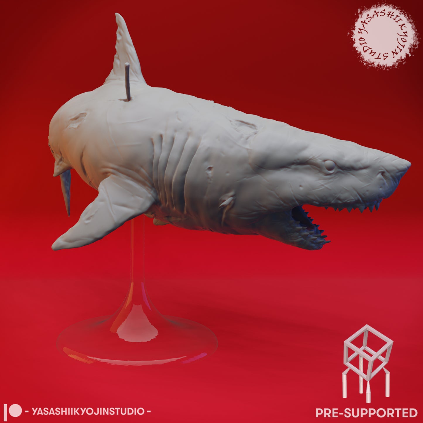 Great Wight Shark (Undead) - Tabletop Miniature (Pre-Supported STL)