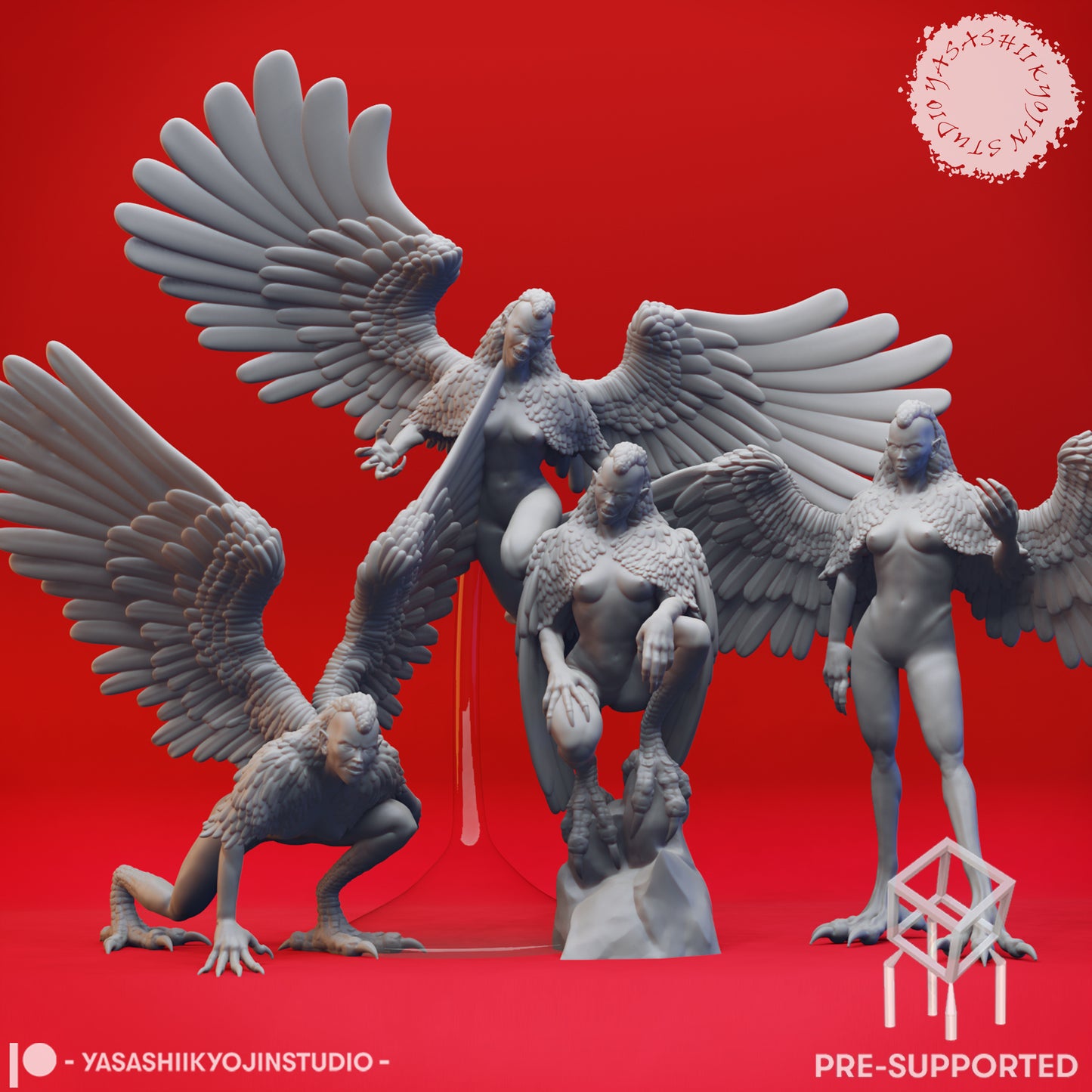 Harpy Mob - Tabletop Miniature (Pre-Supported STL)