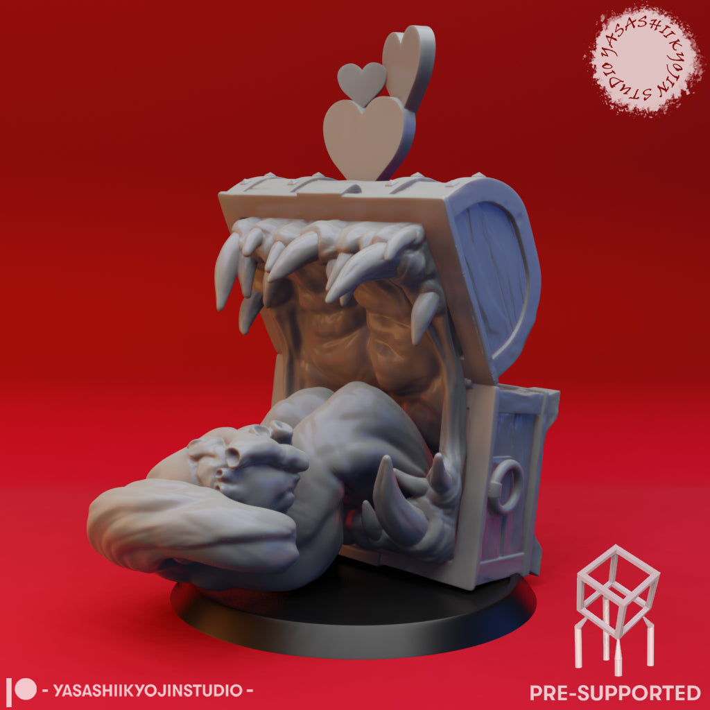 Mimic - Toothy Valentines Chest - Tabletop Miniature (Pre-Supported STL)