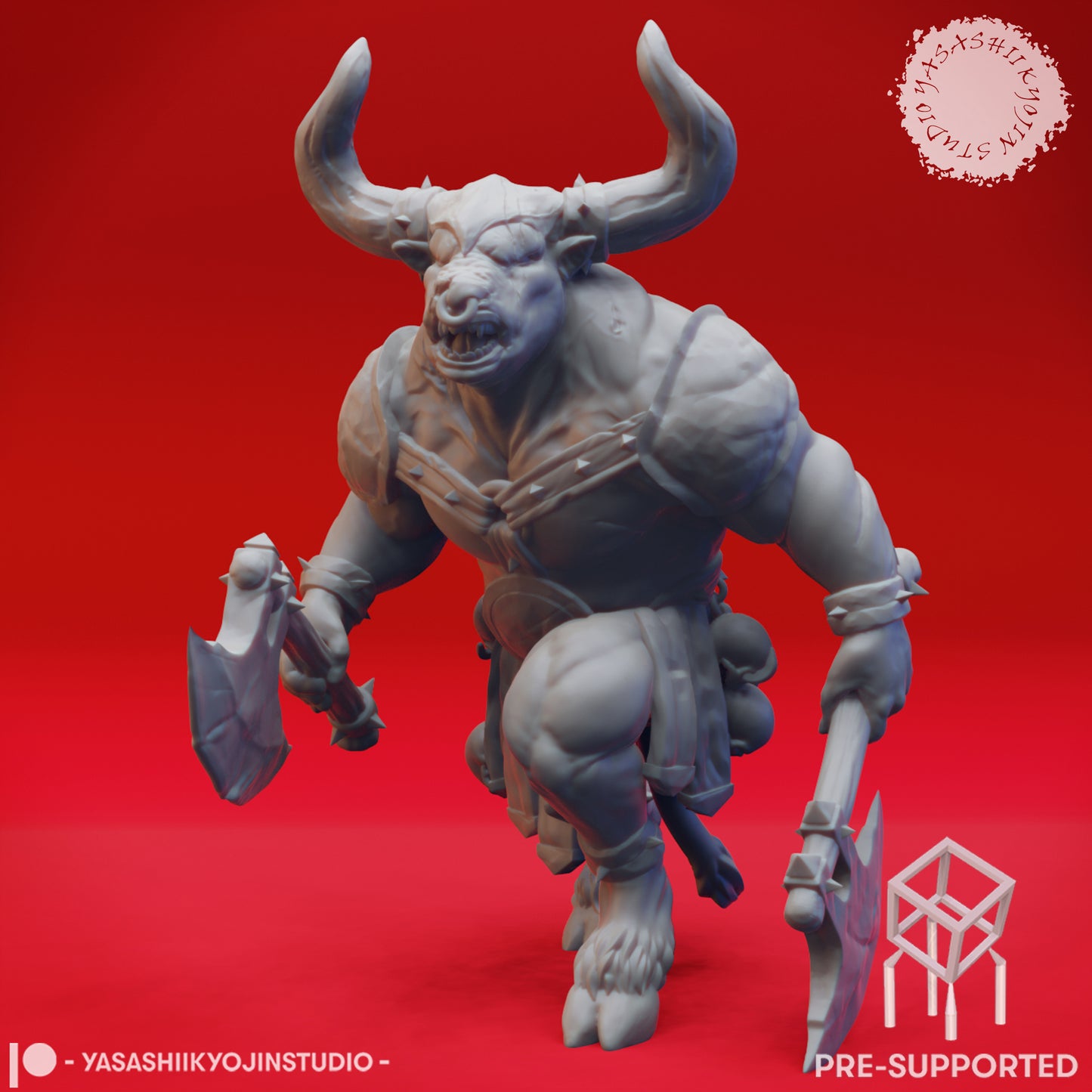 Minotaur Warband - Book of Beasts - Tabletop Miniatures (Pre-Supported STL)