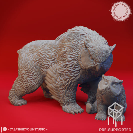 Owlbear + Cub Bundle - Tabletop Miniature (Pre-Supported STL)