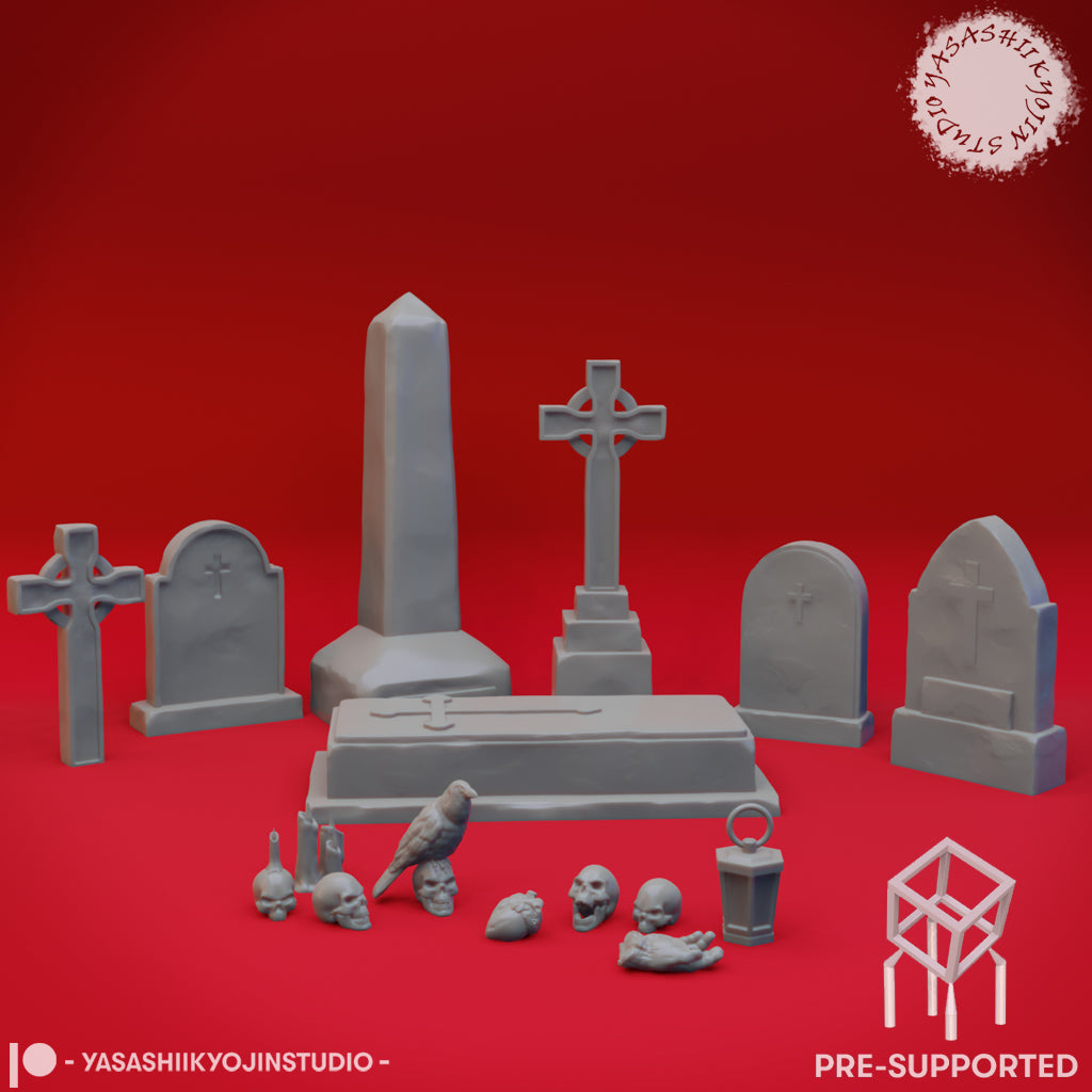 Graveyard Scatter Bundle - Tabletop Props (Pre-Supported STL)