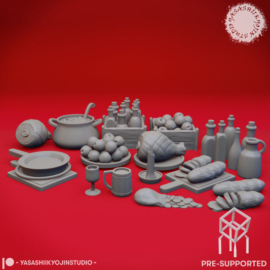 Tavern Scatter Bundle - Tabletop Props (Pre-Supported STL)