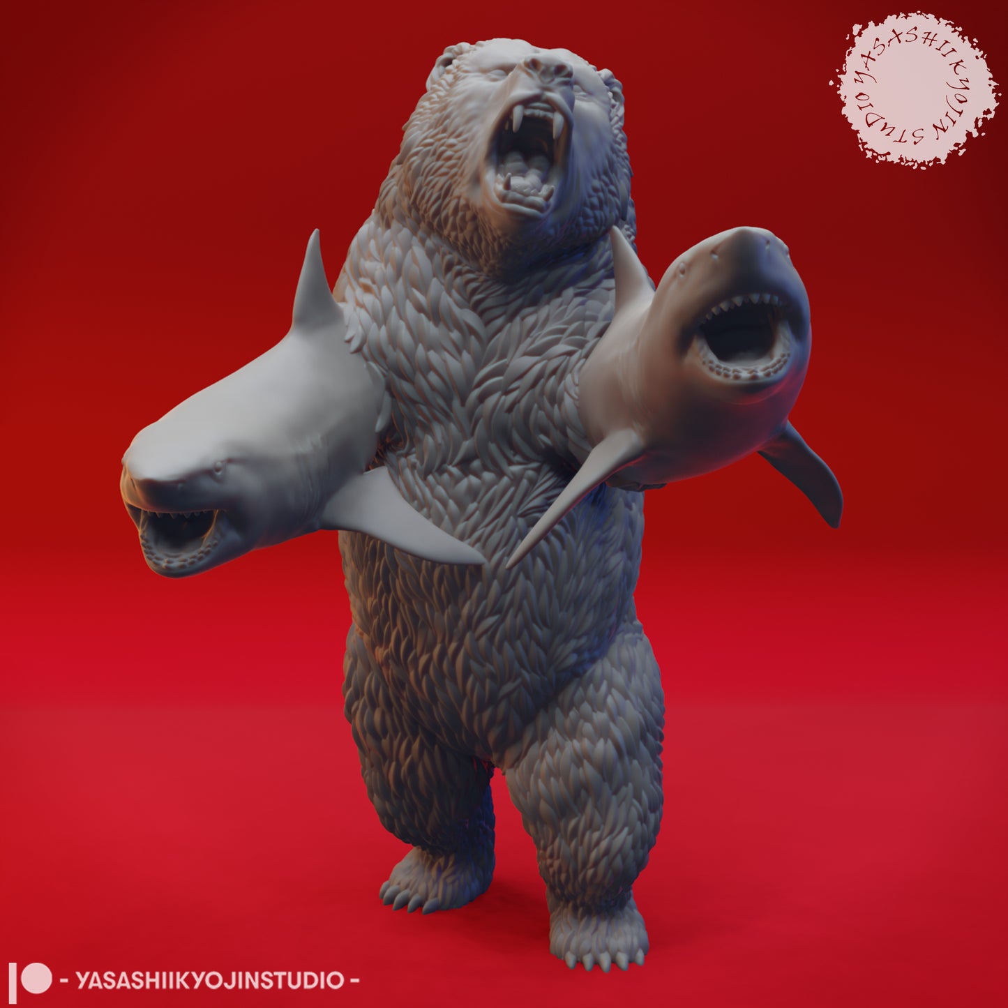 Sharkenbear - Tabletop Miniature (Pre-Supported STL)