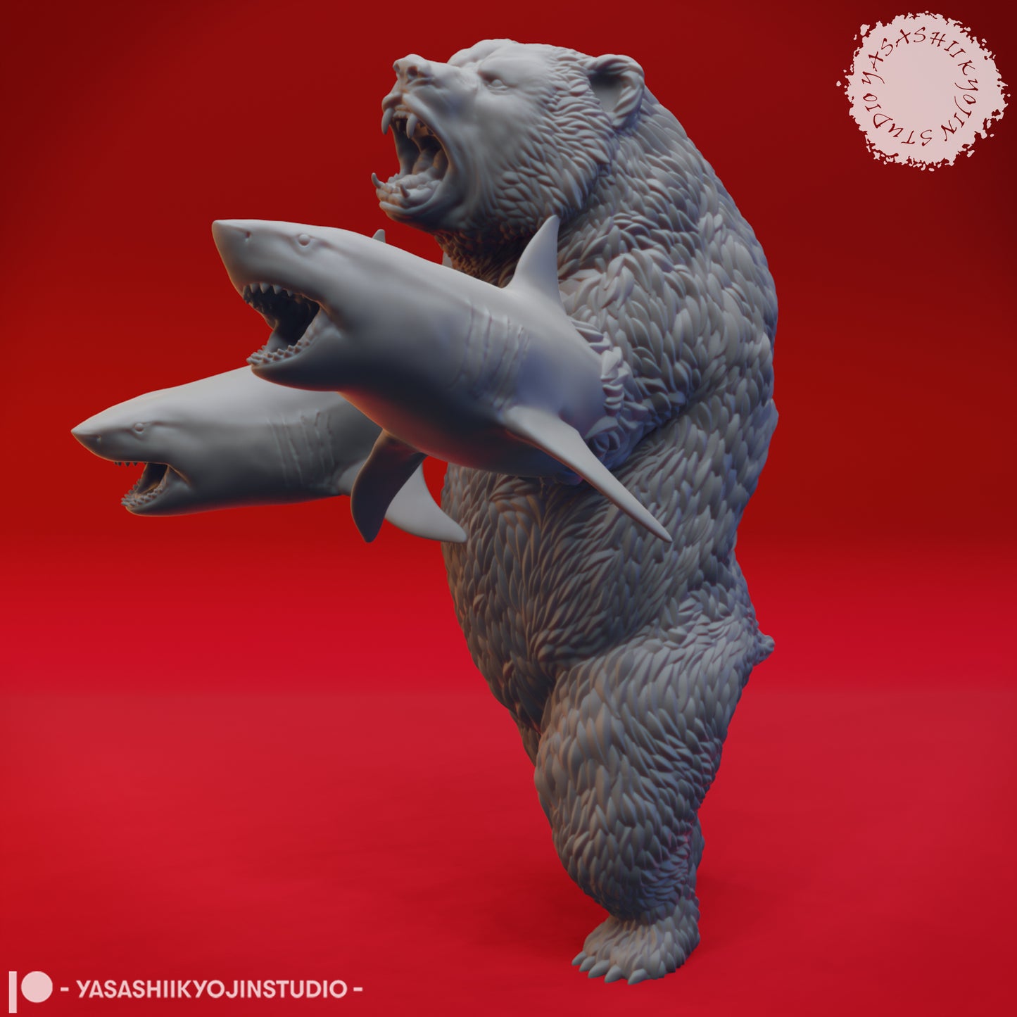 Sharkenbear - Tabletop Miniature (Pre-Supported STL)