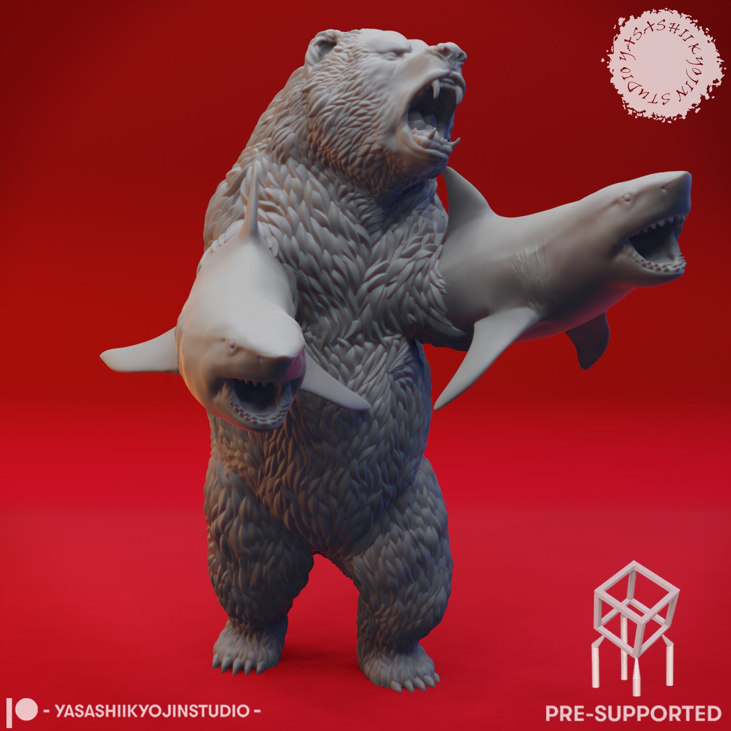 Sharkenbear - Tabletop Miniature (Pre-Supported STL)