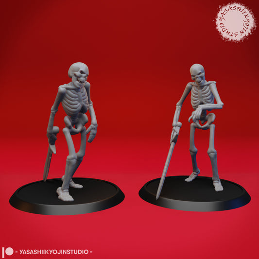 Undead Skeleton Swordsmen - Tabletop Miniature STL