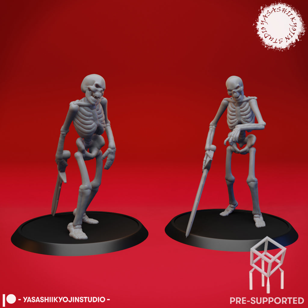 Undead Skeleton Swordsmen - Tabletop Miniatures (Pre-Supported STL)