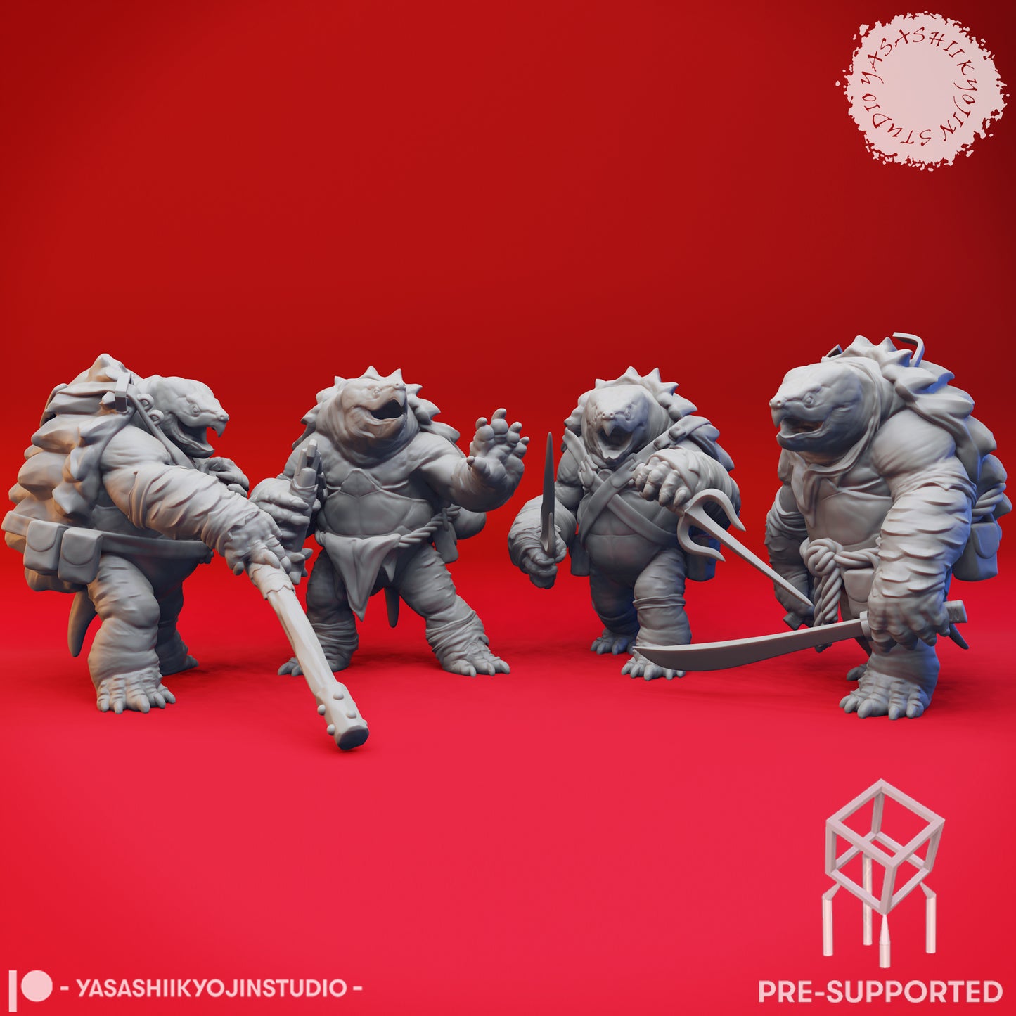 Tortle Gang - Tabletop Miniatures (Pre-Supported STL)